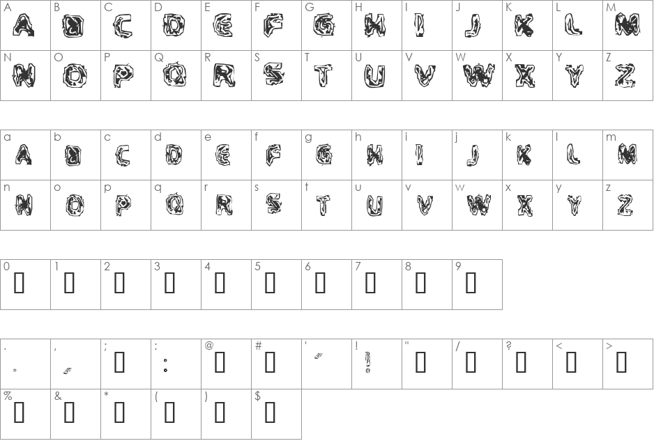 Critical Mass font character map preview
