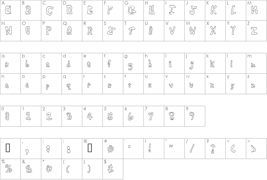 CritterIsRad font character map preview