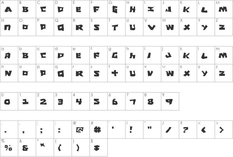 Cro-Magnum Jagged font character map preview