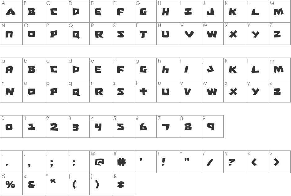 Cro-Magnum Shadow font character map preview