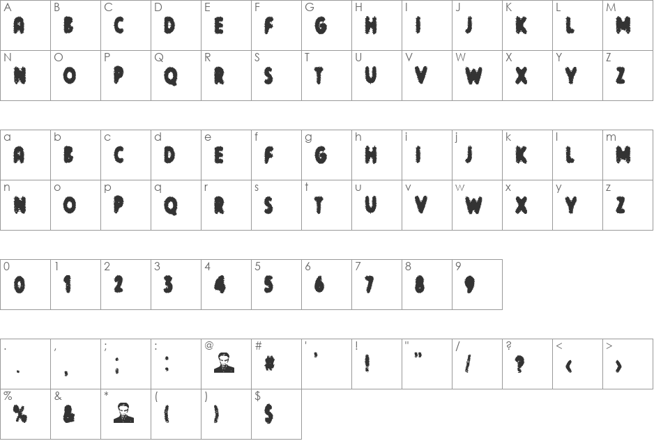 cronenberg font character map preview