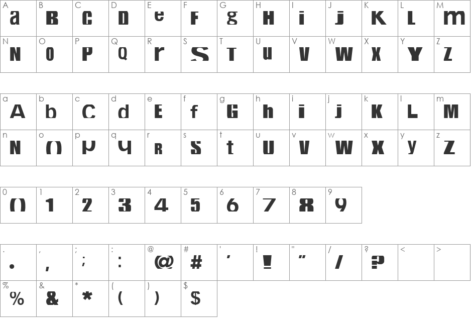 cropfont font character map preview