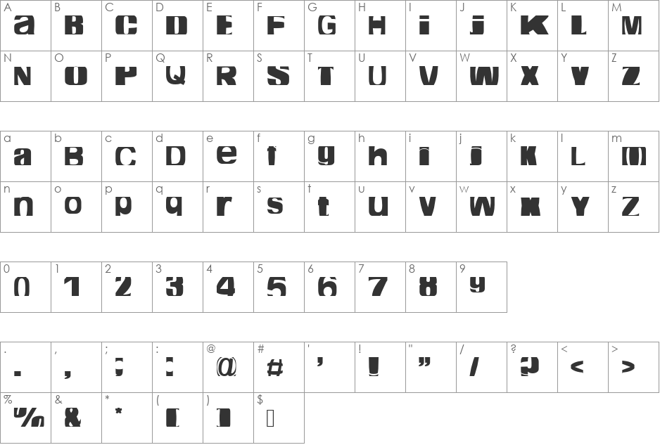 cropfont font character map preview