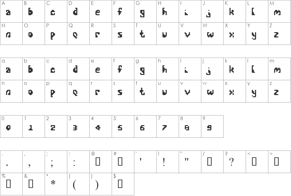 AB FuBu font character map preview