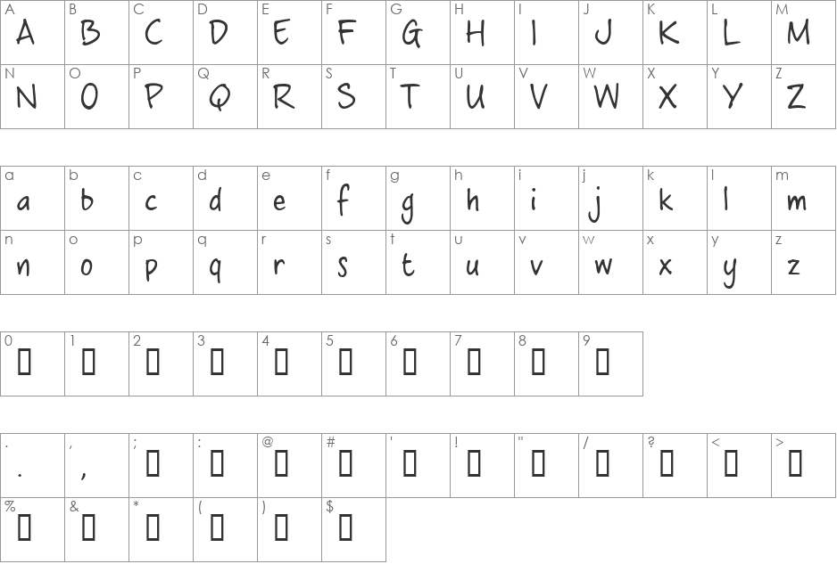 crosswordBelle font character map preview