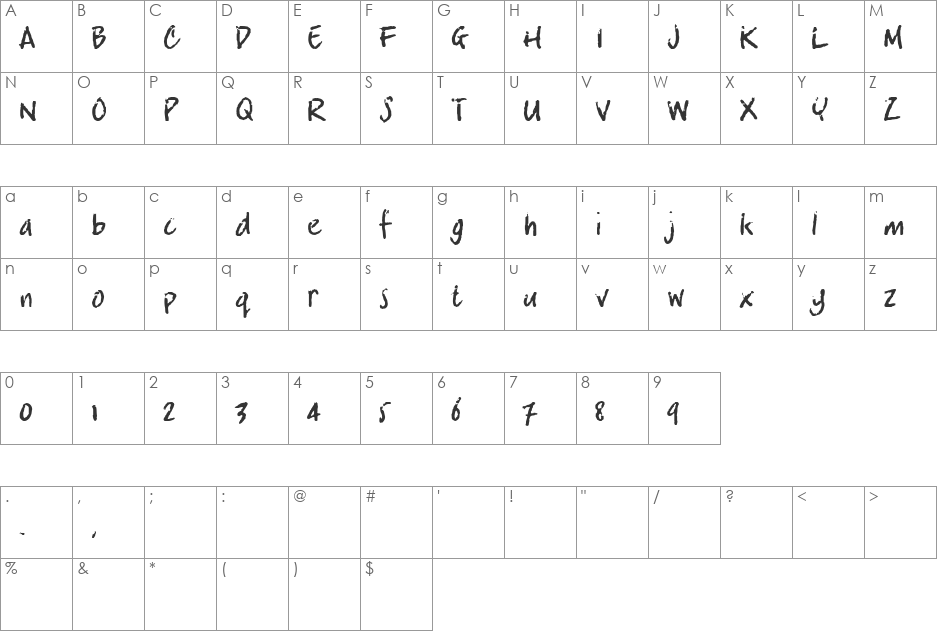 crosswordBill font character map preview