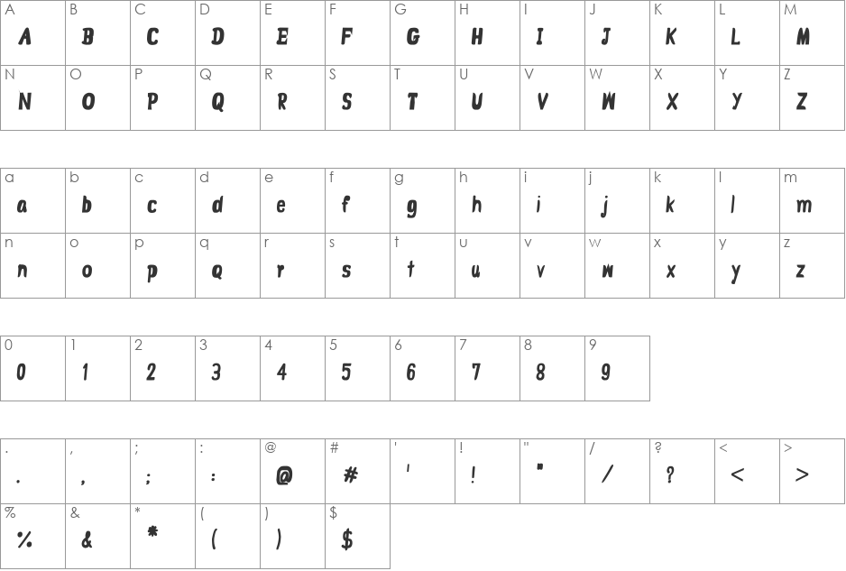 CRU-Jariya-Italic Bold font character map preview