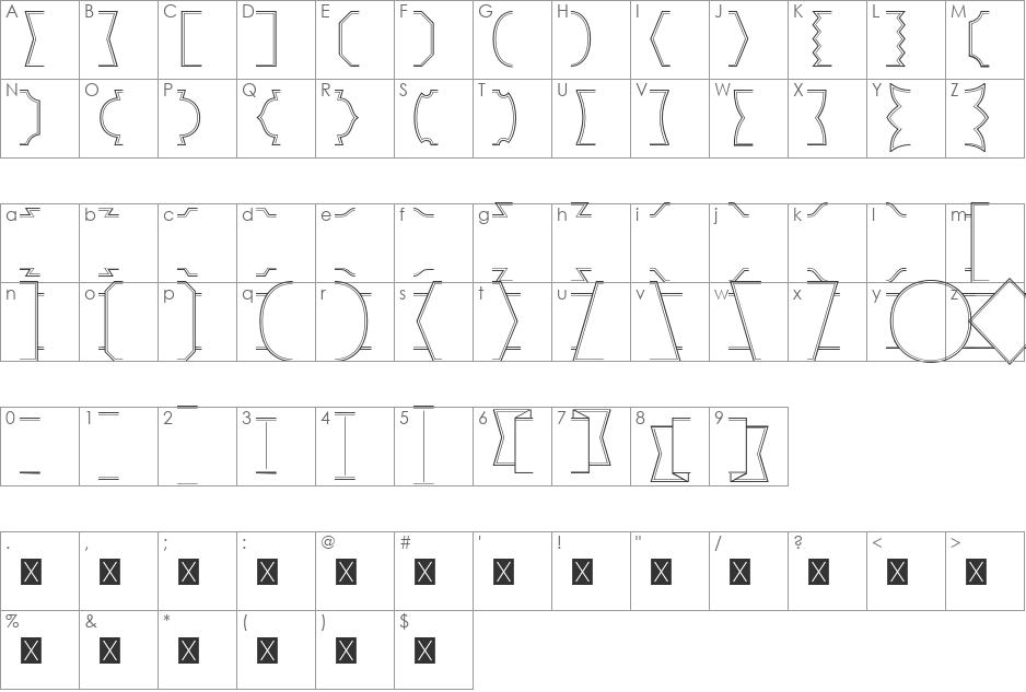 Alianza Labels font character map preview