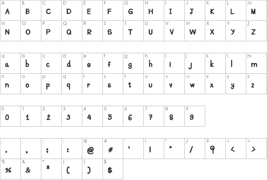 CRU-Suttinee-Hand-Written-Bold font character map preview