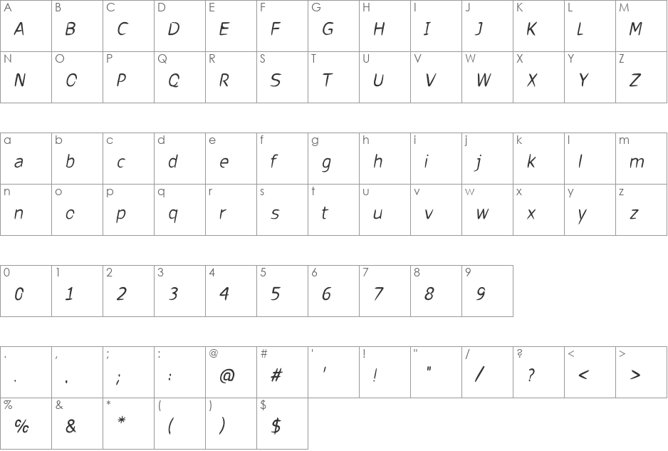 cru-visarut-new-Bold-italic font character map preview
