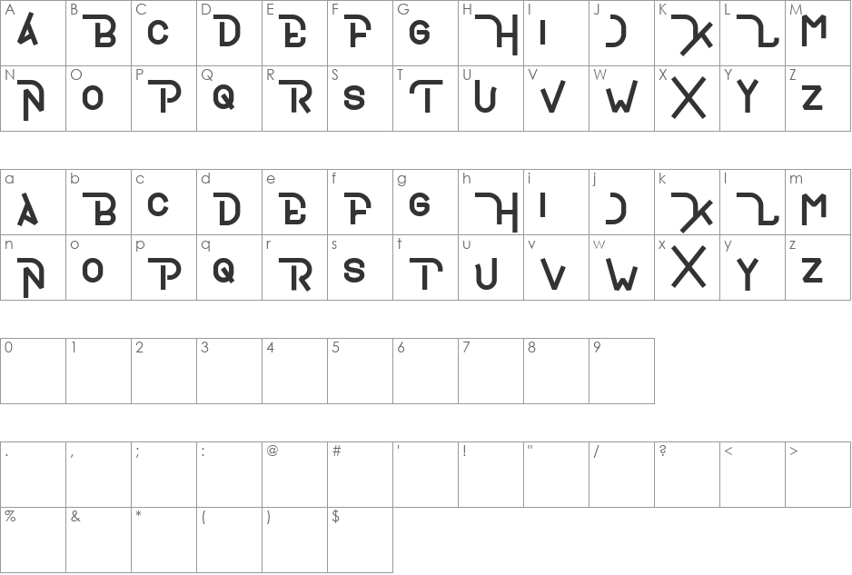 CRUmBLE font character map preview