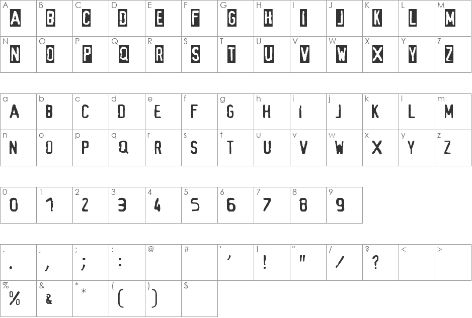 Alias font character map preview