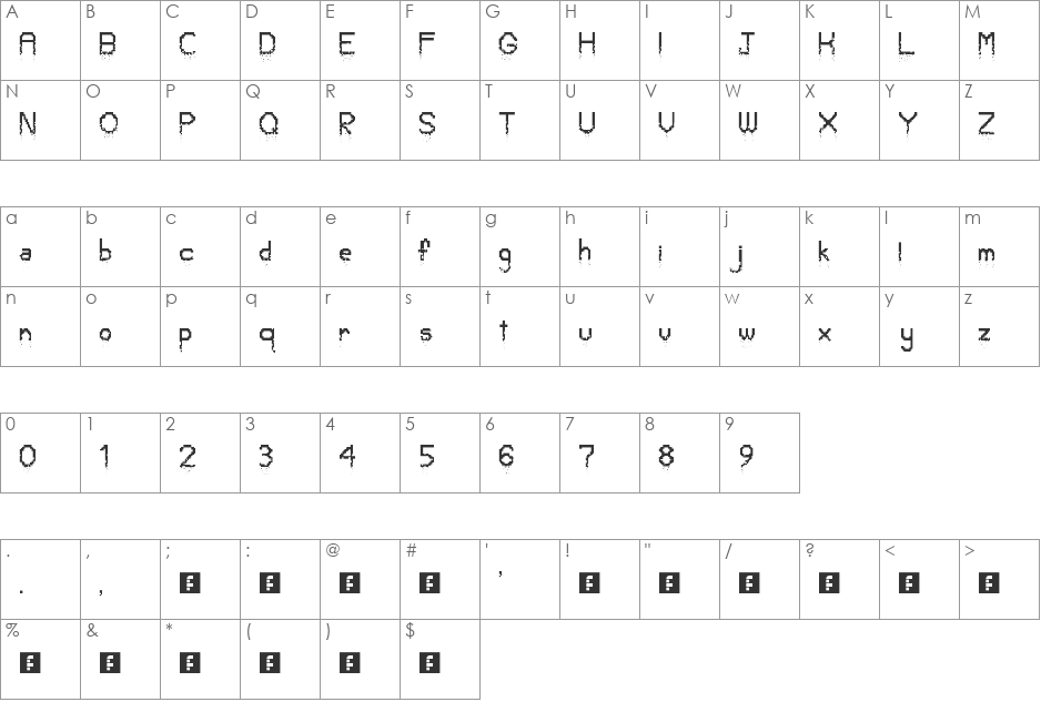 Crumbled Pixels font character map preview