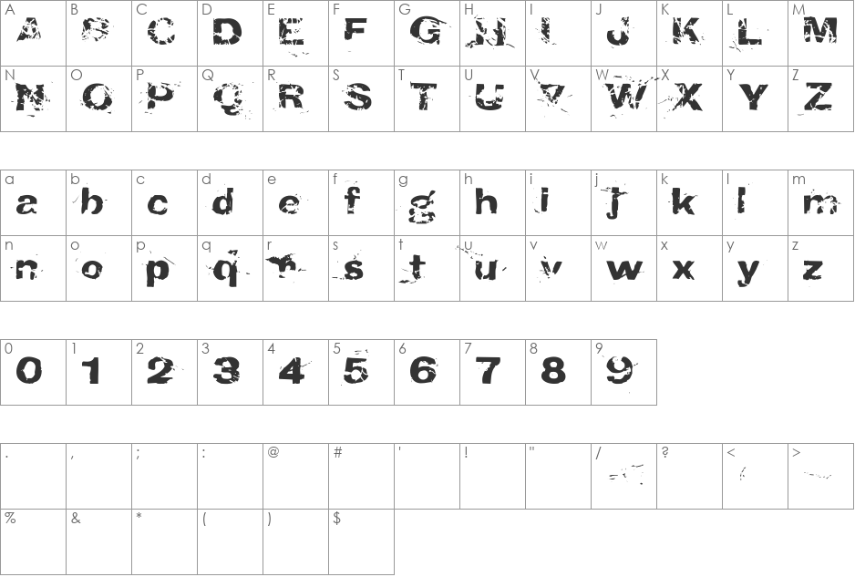 CrunchyFaxPhont font character map preview