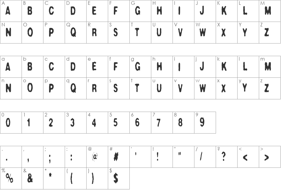 Crush47 font character map preview