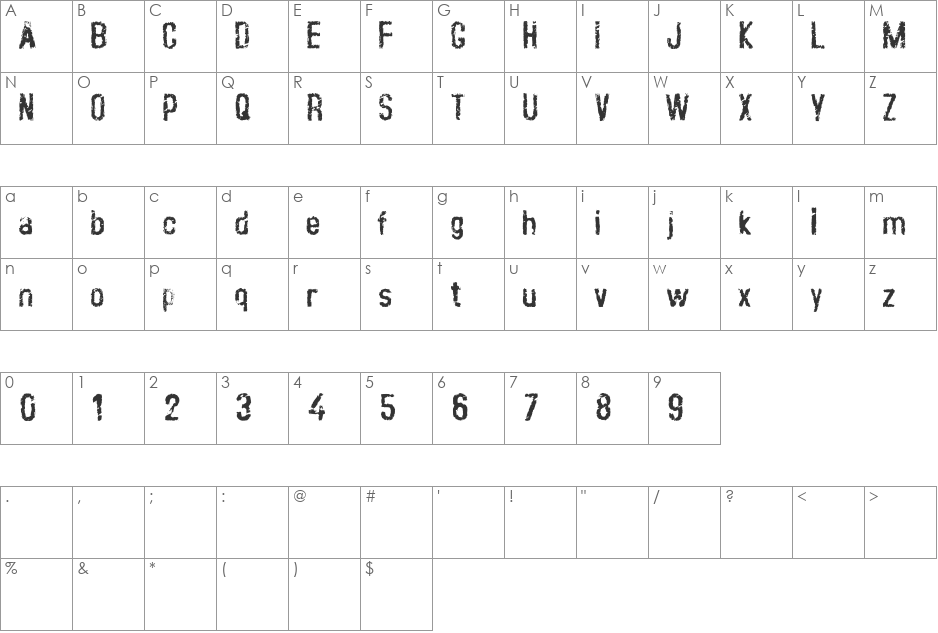 crust_clean font character map preview