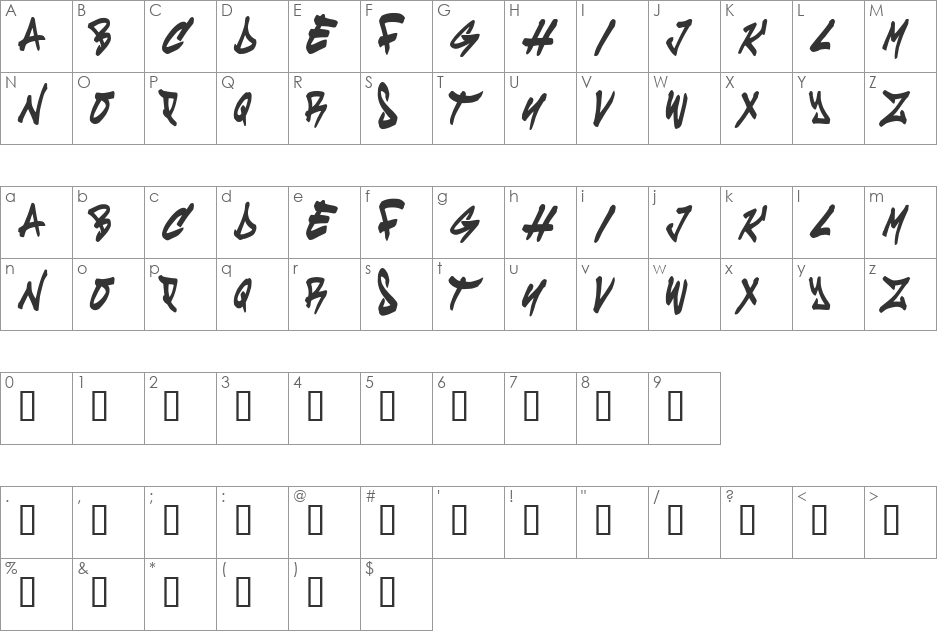 cruze font character map preview