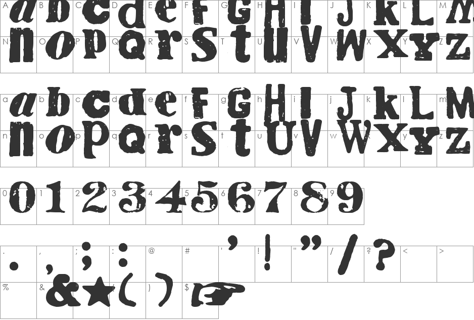 Cry Kitty font character map preview