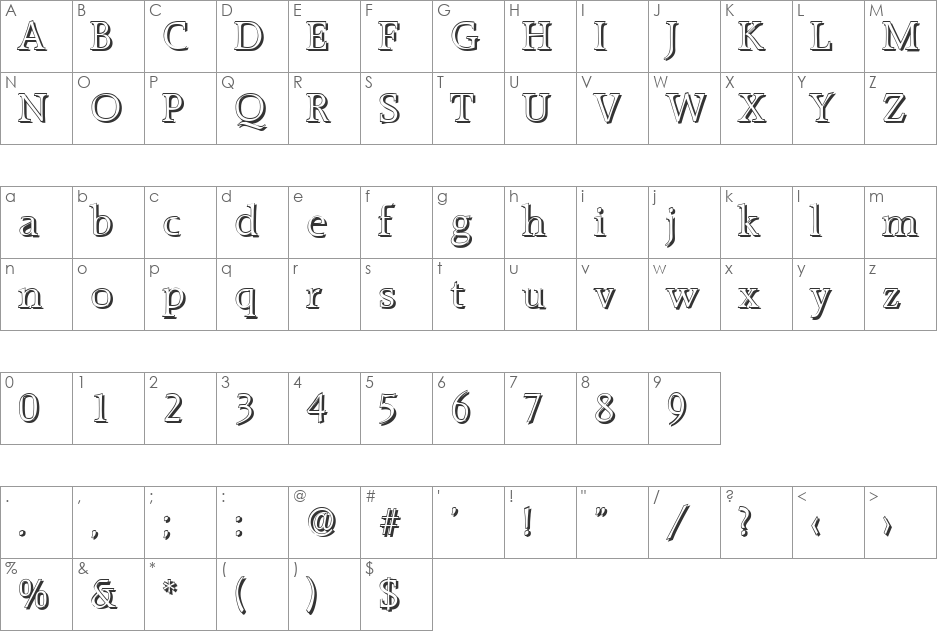 AliBeckerShadow-Light font character map preview