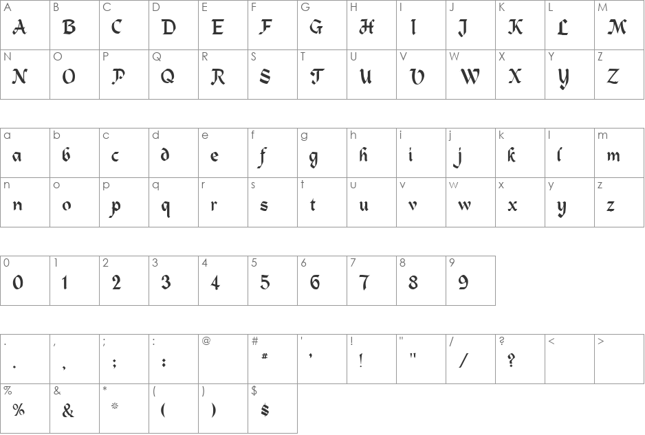 Crypt 2 font character map preview