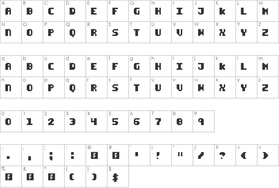 Crypt of 1950 font character map preview