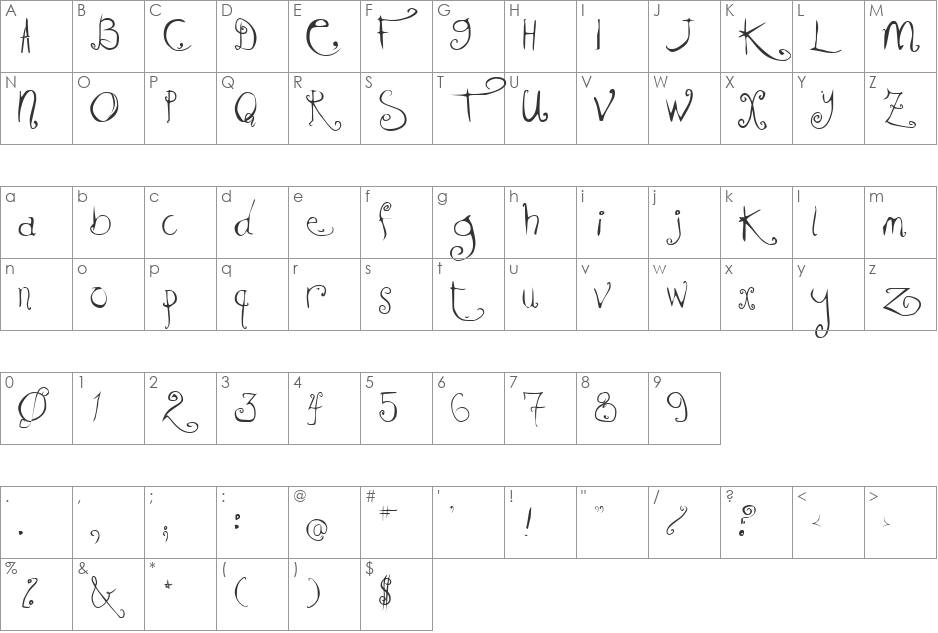 Crystal Ball v.3 font character map preview