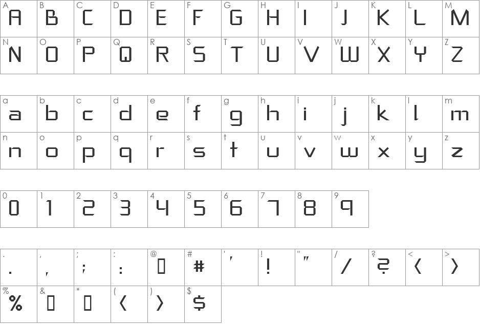 Crystal clear font character map preview