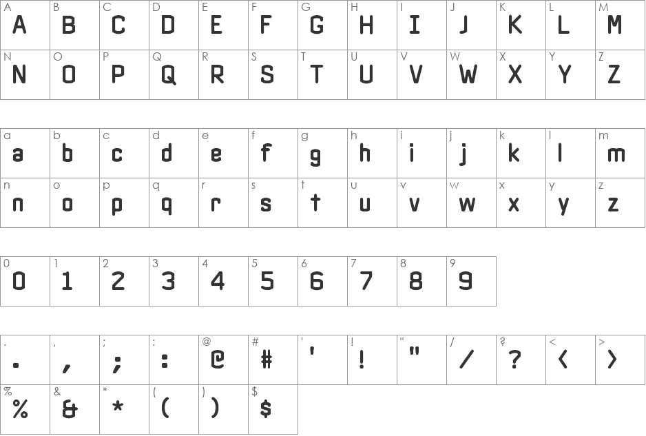 CSI Cream Source Inside font character map preview