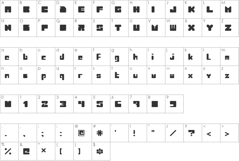 Cuadra font character map preview