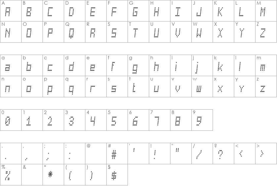 Cuadrada St font character map preview