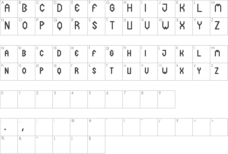 Cuadradex Simple St font character map preview