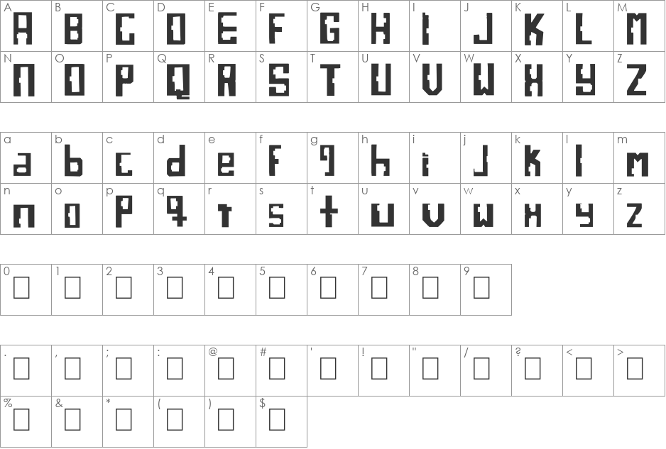 Cube font character map preview