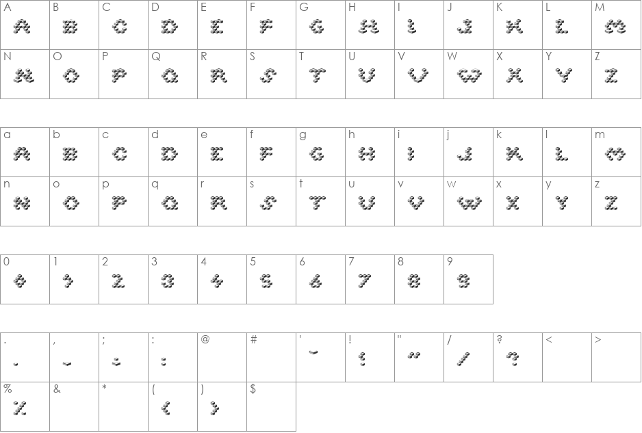 CUBE font character map preview