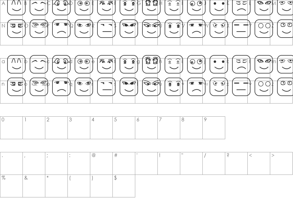 Cube Face ST font character map preview