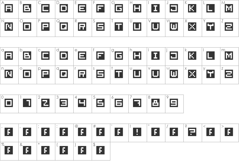 Cube Font font character map preview