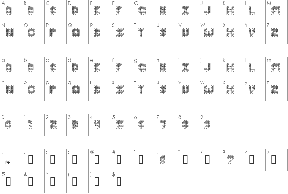 Cube Toss font character map preview