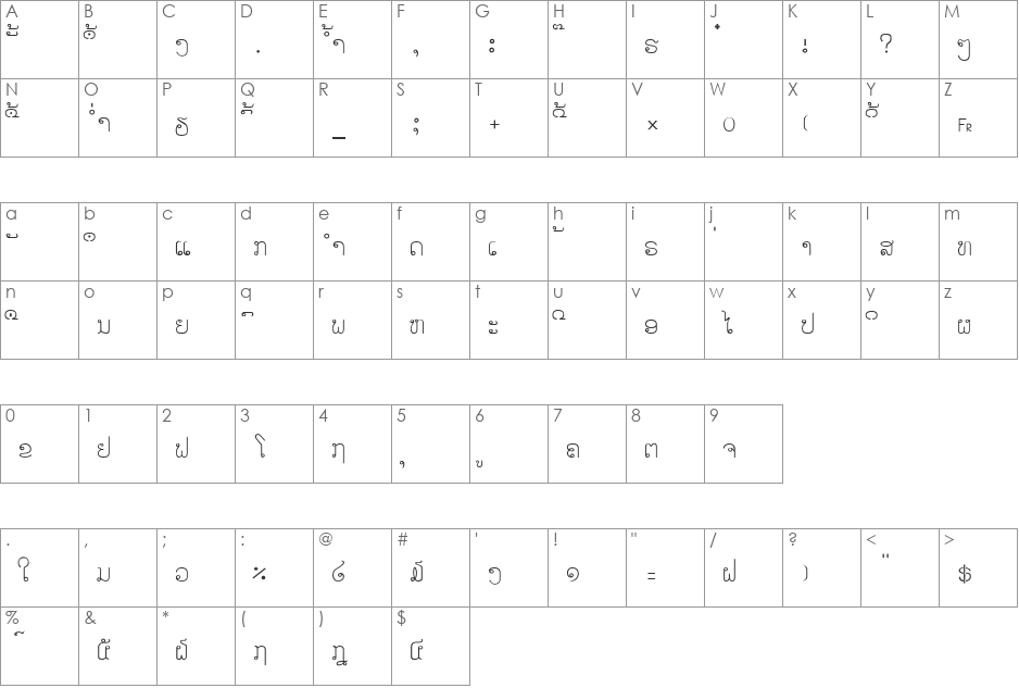alice_4 font character map preview