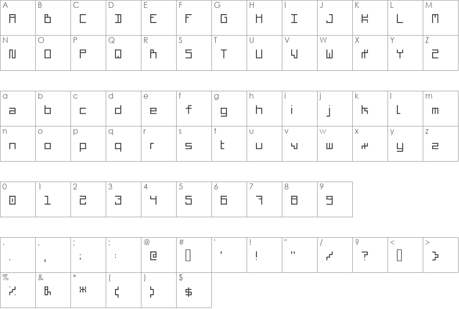 CubicCoreMono font character map preview