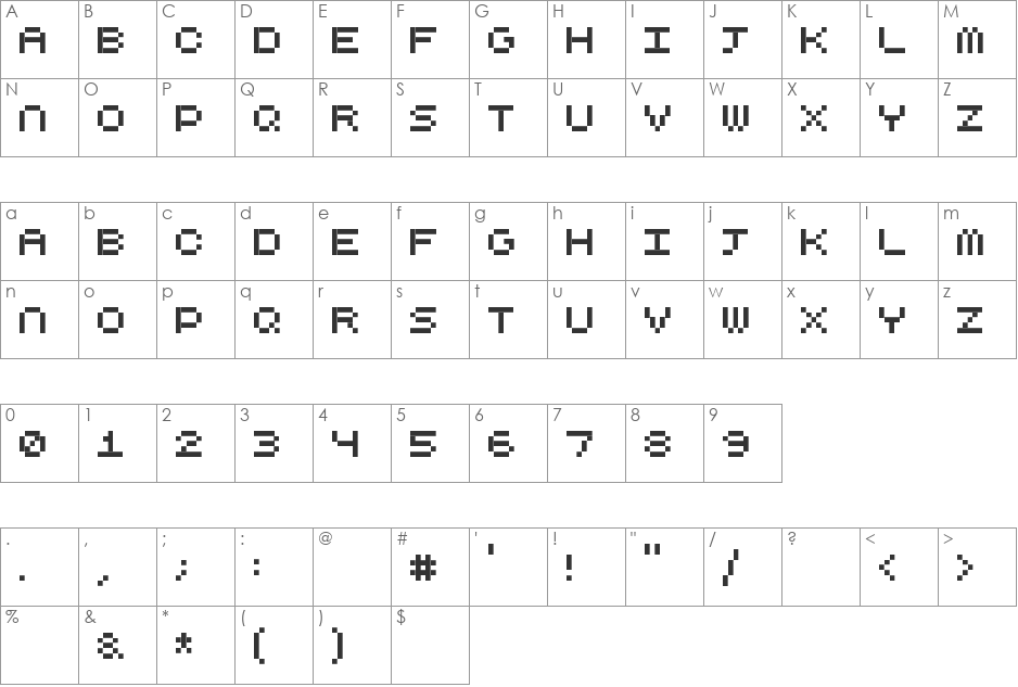 CubicFive10 font character map preview
