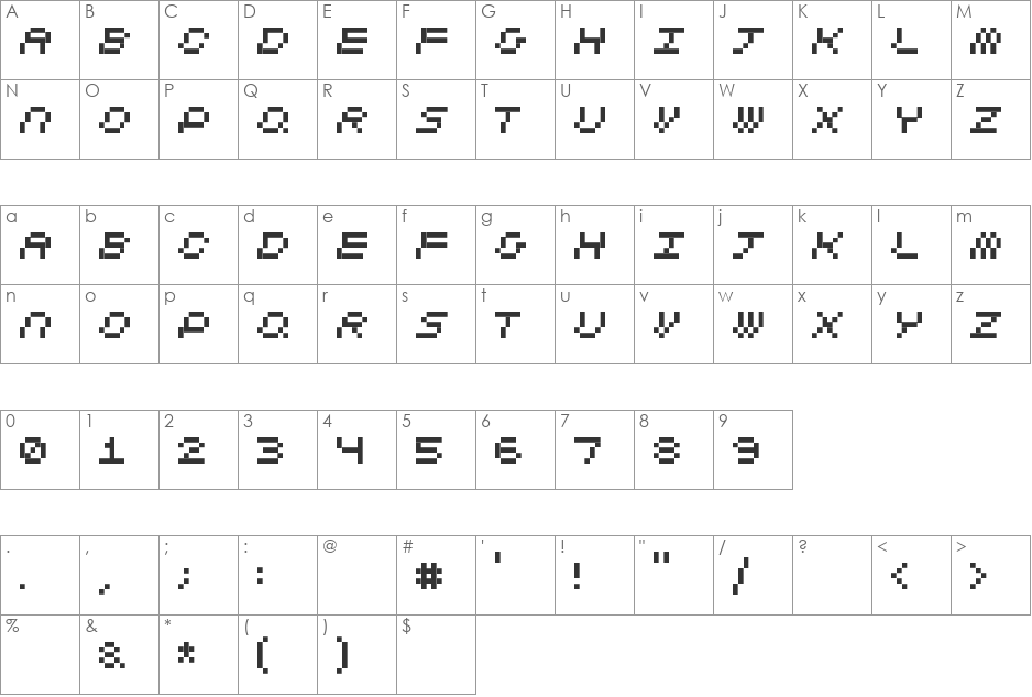 CubicFive11 font character map preview