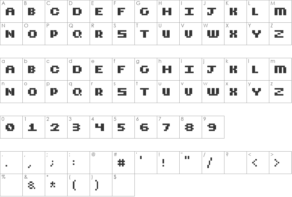 CubicFive12 font character map preview