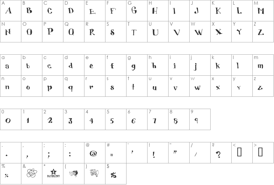 CUBICULOGALLERY SERIF font character map preview
