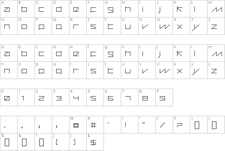 Cubos font character map preview