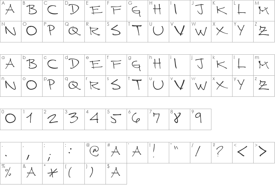 CUERNOMUERTO font character map preview