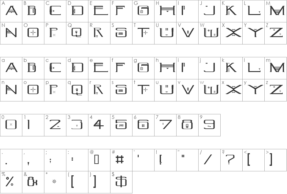CultLove Ornate font character map preview