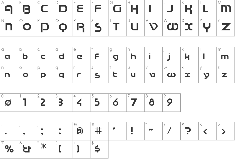 Cupertino font character map preview