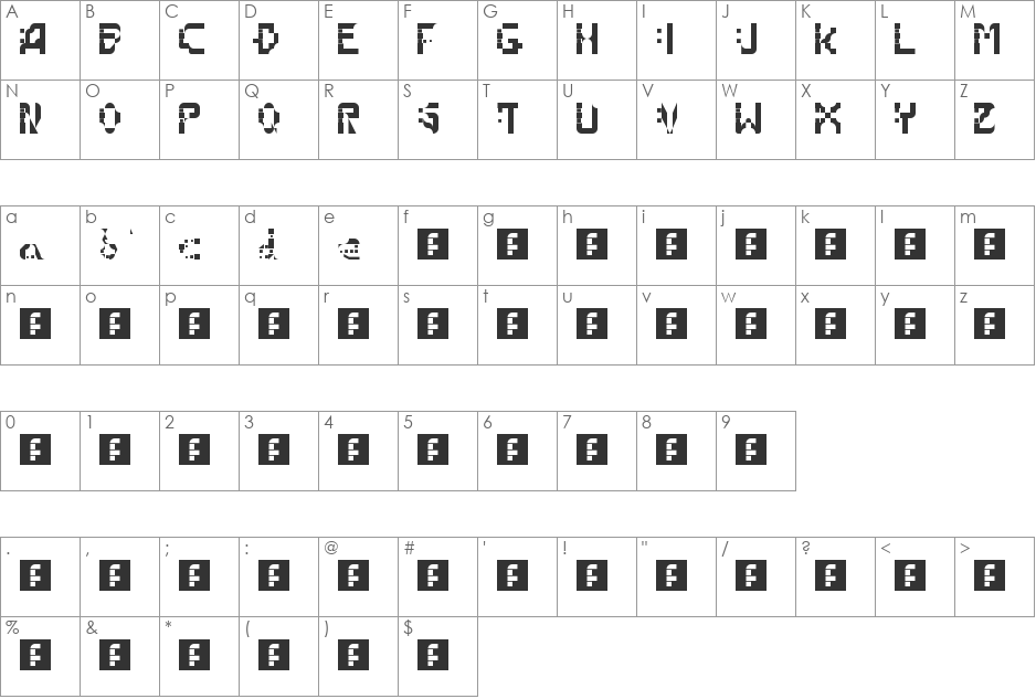 Alien font character map preview