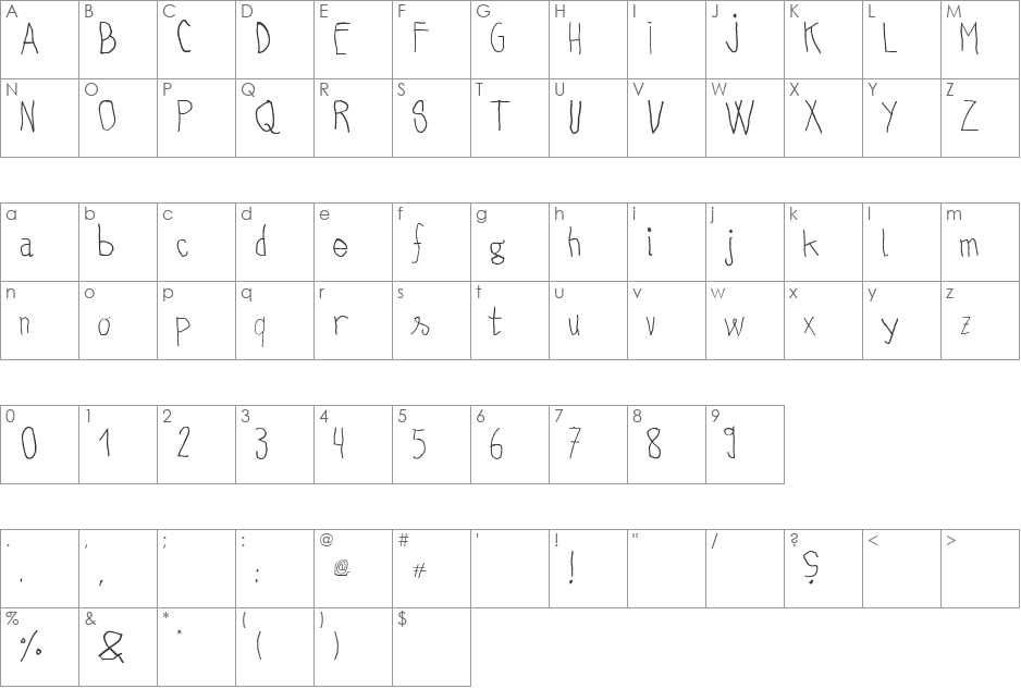 Cupper Reversed font character map preview