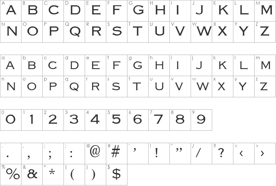 Cupro Display Caps SSi font character map preview