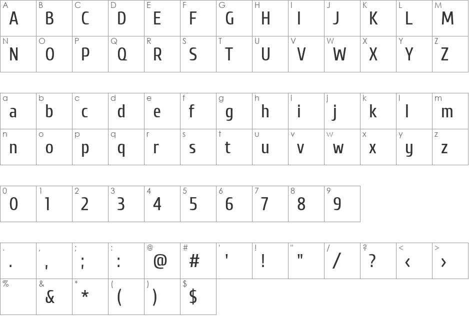 CuprumFFU font character map preview